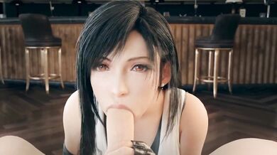 Cumming together with Cloud and Lightning in Final Fantasy HMV