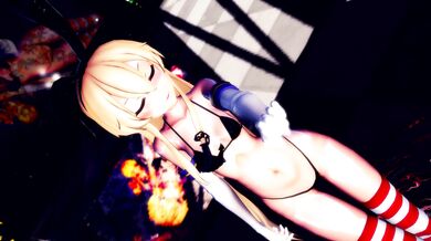 Cumming hard with Shimakaze's big ass in 'Layin Low' - the latest MMD R15 hentai porn!
