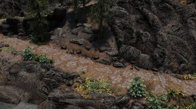 'Elf gets off her horse and takes care of him after a long ride through the forest.'