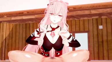 Pussy-Squeezing Slut Gets Her Tits Fucked and Ass Licked