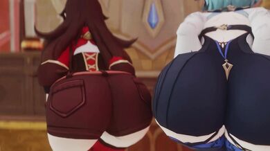 Rewritten as: "Bouncing and Grinding: Eula and Amber's Twerk-tacular Adventure"