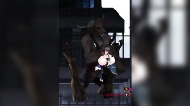 Busty Elf Assassin Aradia and Monsterous Minotaur in the Game of Love: Night of Revenge