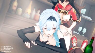 Futa on Female: Eula and Amber's Lesbian Threesome