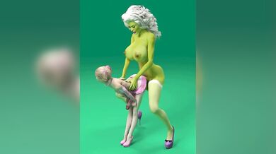 Female Orc Dominates Sissy Submissive in Rough Sex