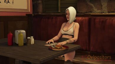 Ashy's Kitty Squeezed in Dining Hall