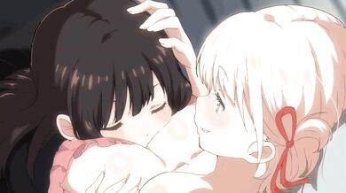 Takina's Clothed Orgasm on Top of Chistato's Naked Breasts