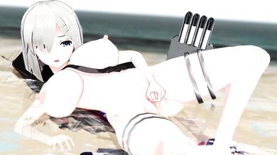 Chesty Masturbation Brawl on the Hamakaze Shoreline: Wink_MMD