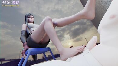 Tifa's Public Foot Sniffing and Fetish Job - Allfy3D