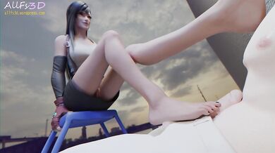 Tifa's Public Foot Sniffing and Fetish Job - Allfy3D