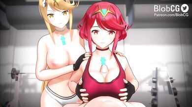 Tittyfucking Pyra and Mythra's Wet Nips [Blobcg]