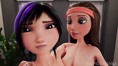 Hotties Gogo Tomago and Honey Lemon Get Licked by Rapid Banana