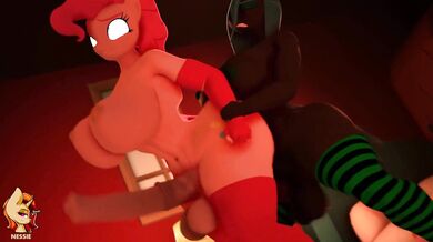 Sexy Pony Princess Pinkie Pie Gets Ravaged by the Evil Queen Chrysalis in a Tight Vinyl Outfit