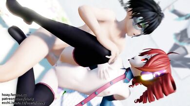 Anal-loving Miku gets her ass plowed in a spooning position!