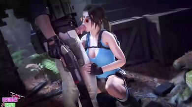 Tomb Raider Lara Croft Orally Pleasing a Hard Penis - Lesbians in Action