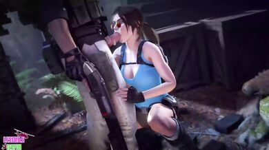 Tomb Raider Lara Croft Orally Pleasing a Hard Penis - Lesbians in Action