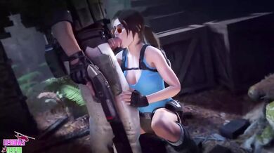 Tomb Raider Lara Croft Orally Pleasing a Hard Penis - Lesbians in Action