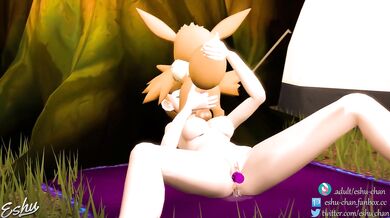 Eevee's knot penetrates Kasumi's tight pussy - Eshu-Chan