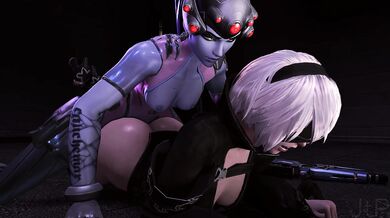 Double the Fun with a Sexy Widow and her Robotic Lover, 2B
