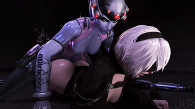 Double the Fun with a Sexy Widow and her Robotic Lover, 2B