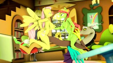 [Gorilka's] Fluttershy and Tree Hugger Gangbanged by Discord
