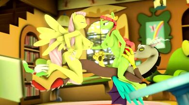 [Gorilka's] Fluttershy and Tree Hugger Gangbanged by Discord