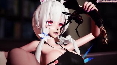 [MMDSunrise] Insect Cock Bukkake with Feline Pussy Catgirl Haku