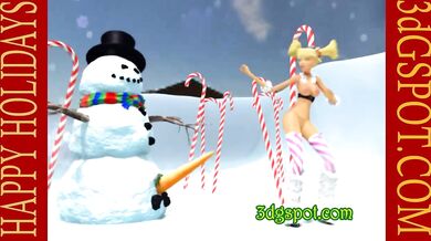 Making Snow Angels with Frisky the Snowman