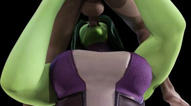 Busty She-Hulk Takes a Little Man for a Hard Ride