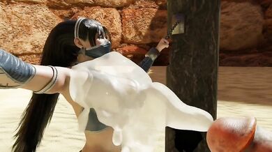 Goro's Cum Shower with Kitana on Dirty Floor