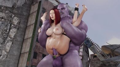 Thanos and Black Widow Get Intimate in a Full Nelson Position