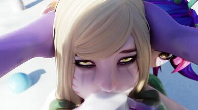 Gagging Gangbang Action in 'Ahri's Co-op Throat F*cking Angle 4' Starring SleepyKeeper!