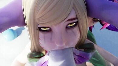 Gagging Gangbang Action in 'Ahri's Co-op Throat F*cking Angle 4' Starring SleepyKeeper!