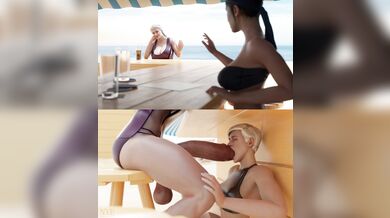 Busty Futanari Gals Hit the Sand in Nylon Swimsuits!