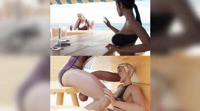 Busty Futanari Gals Hit the Sand in Nylon Swimsuits!