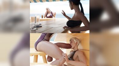 Busty Futanari Gals Hit the Sand in Nylon Swimsuits!