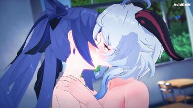 Futa Forceful Sex: Ganyu x Keqing's Anal Impact Orgy