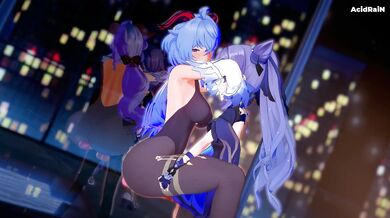 Futa Forceful Sex: Ganyu x Keqing's Anal Impact Orgy