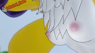 Tail-Swinging Kumamon Pounds Cute Renamon's Furry Hole