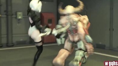 Sexy android 2B from Nier Automata fucks a big-dicked space pirate named Marauder.