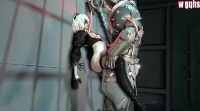 Sexy android 2B from Nier Automata fucks a big-dicked space pirate named Marauder.