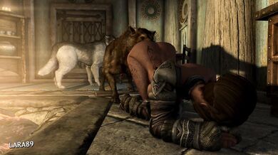 (Skyrim) Hot welcome back from the warfronts