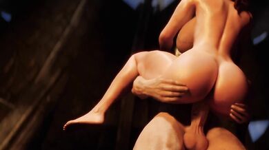 Fiery Red-Headed Baby Warrior Banged by Dragonborn Nord in Front of the Fireplace