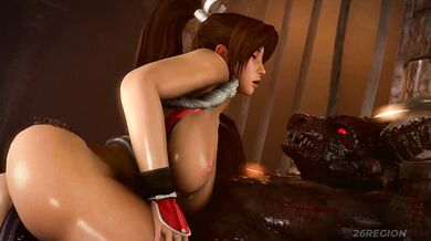 Innocent Mai Shiranui's Rough Fucking with the Horny Minotaur