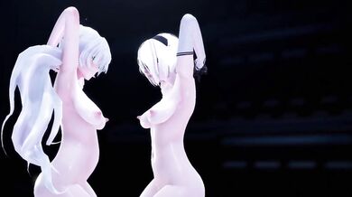 Titillating Titty Fucking: 2B's Glistening Boobs Lactate for Schnee's Cock!