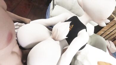 Unhinged Scorbunny Reverse Cowgirl Ride with Skull-Faced Elliot