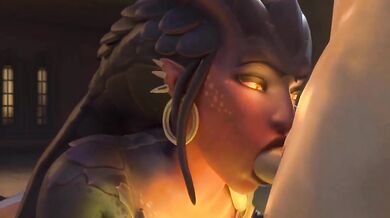 Symmetra Gives a Dragon Dick Blowjob in NoduSFM Hentai Porn