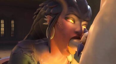 Symmetra Gives a Dragon Dick Blowjob in NoduSFM Hentai Porn