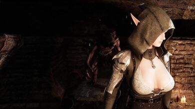 Mana-sucking Snowbunny Sorceress Conjures Cum Storm in Sludge Tunnels