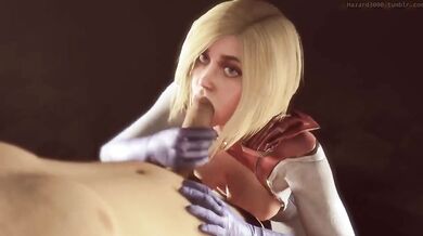 Superheroine Sucks Dick in Injustice 2 - Power Girl Gives BJ to Hazard3000