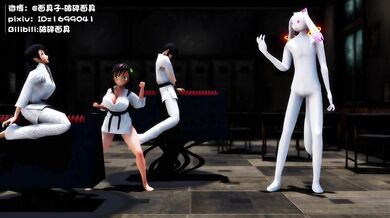 Kuromaru's Innocent Little Sister Gets a Three-Way Shafting in her Tight Virgin Vagina